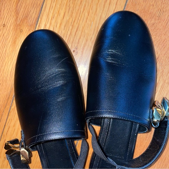 EUC Givenchy G Chain Slingback Leather Flats Mules with Gold Chain - Picture 5 of 11